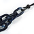 Trendy Dark Blue with Marble Effect Acrylic Large Oval Link Black Cord Necklace - 60cm L/ 5cm Ext - view 9