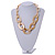 Light Cream With Marble Effect Acrylic Oval Link Necklace - 52cm L/ 7cm Ext - view 2