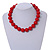 20mm Chunky Red Acrylic Bead Necklace in Silver Tone - 44cm L/ 9cm Ext - view 2