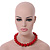 20mm Chunky Red Acrylic Bead Necklace in Silver Tone - 44cm L/ 9cm Ext - view 3