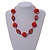 Brick Red/ Cherry Red Glass, Resin Bead Chunky Necklace - 50cm Long - view 2