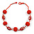 Brick Red/ Cherry Red Glass, Resin Bead Chunky Necklace - 50cm Long - view 3
