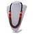 Chunky Ball and Button Wood Bead Necklace in Brown/ Red/ Orange/ Black - 70cm Long - view 2