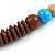 Chunky Ball and Button Wood Bead Necklace in Brown/ Light Blue/ Natural/ Black - 70cm Long - view 6