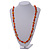 Long Orange Wood, Glass, Bone Beaded Necklace - 110cm L - view 2