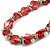 Exquisite Faux Pearl & Shell Composite Silver Tone Link Necklace In Peach Red/ White - 40cm L/ 5cm Ext - view 4