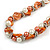 Exquisite Faux Pearl & Shell Composite Silver Tone Link Necklace In Peach Orange/ White - 40cm L/ 5cm Ext - view 6