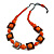 Chunky Square and Round Wood Bead Cotton Cord Necklace (Orange/ Brown) - 74cm L - view 8