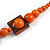 Chunky Square and Round Wood Bead Cotton Cord Necklace (Orange/ Brown) - 74cm L - view 4
