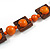 Chunky Square and Round Wood Bead Cotton Cord Necklace (Orange/ Brown) - 74cm L - view 5
