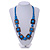 Chunky Square and Round Wood Bead Cotton Cord Necklace (Blue/ Brown) - 74cm L - view 2