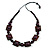 Chunky Square and Round Wood Bead Cotton Cord Necklace (Deep Purple/ Brown) - 74cm L - view 3