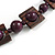 Chunky Square and Round Wood Bead Cotton Cord Necklace (Deep Purple/ Brown) - 74cm L - view 6