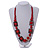 Chunky Square and Round Wood Bead Cotton Cord Necklace (Red/ Brown) - 74cm L - view 3