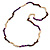 Purple/ Natural/ Brown Wood and Semiprecious Stone Long Necklace - 96cm Long - view 3