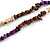 Purple/ Natural/ Brown Wood and Semiprecious Stone Long Necklace - 96cm Long - view 5