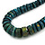 Chunky Graduated Teal Wood Button Bead Necklace - 60cm Long - view 4