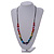 Multicoloured Wood Bead and Sea Shell Nugget Black Cotton Cords Necklace - 72cm Long - view 3