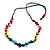 Multicoloured Wood Bead and Sea Shell Nugget Black Cotton Cords Necklace - 72cm Long - view 1