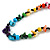 Multicoloured Wood Bead and Sea Shell Nugget Black Cotton Cords Necklace - 72cm Long - view 5