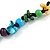 Multicoloured Wood Bead and Sea Shell Nugget Black Cotton Cords Necklace - 72cm Long - view 4