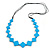 Long Bright Blue Bone Square Bead Black Cotton Cord Necklace (possible natural irregularities) - 82cm L - view 3