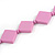 Long Lavender Pink Bone Square Bead Black Cotton Cord Necklace - 82cm L - view 5