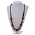 Chunky Orange/ Brown/ Black Wooden Bead Necklace - 80cm Long - view 2
