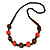 Chunky Orange/ Brown/ Black Wooden Bead Necklace - 80cm Long - view 3