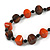Chunky Orange/ Brown/ Black Wooden Bead Necklace - 80cm Long - view 5