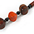 Chunky Orange/ Brown/ Black Wooden Bead Necklace - 80cm Long - view 4