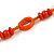 Long Orange Wood, Glass, Bone Beaded Necklace - 110cm L - view 4