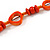Long Orange Wood, Glass, Bone Beaded Necklace - 110cm L - view 5