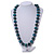 Long Chunky Teal Wood Bead Necklace - 82cm L - view 2
