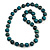 Long Chunky Teal Wood Bead Necklace - 82cm L - view 3