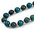 Long Chunky Teal Wood Bead Necklace - 82cm L - view 4
