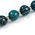 Long Chunky Teal Wood Bead Necklace - 82cm L - view 5