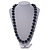 Long Chunky Dark Blue Wood Bead Necklace - 82cm L - view 2