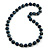 Long Chunky Dark Blue Wood Bead Necklace - 82cm L