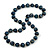 Long Chunky Dark Blue Wood Bead Necklace - 82cm L - view 3