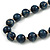 Long Chunky Dark Blue Wood Bead Necklace - 82cm L - view 4