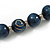 Long Chunky Dark Blue Wood Bead Necklace - 82cm L - view 5
