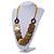 Yellow/ Brown Wood Button Bead Necklace - 80cm L - view 2