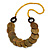 Yellow/ Brown Wood Button Bead Necklace - 80cm L