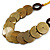 Yellow/ Brown Wood Button Bead Necklace - 80cm L - view 3