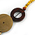 Yellow/ Brown Wood Button Bead Necklace - 80cm L - view 4