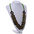 Grass Green/ Olive Green/ Brown Wood Button Bead Necklace - 80cm L - view 2