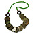Grass Green/ Olive Green/ Brown Wood Button Bead Necklace - 80cm L - view 8