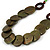 Grass Green/ Olive Green/ Brown Wood Button Bead Necklace - 80cm L - view 3
