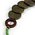 Grass Green/ Olive Green/ Brown Wood Button Bead Necklace - 80cm L - view 7